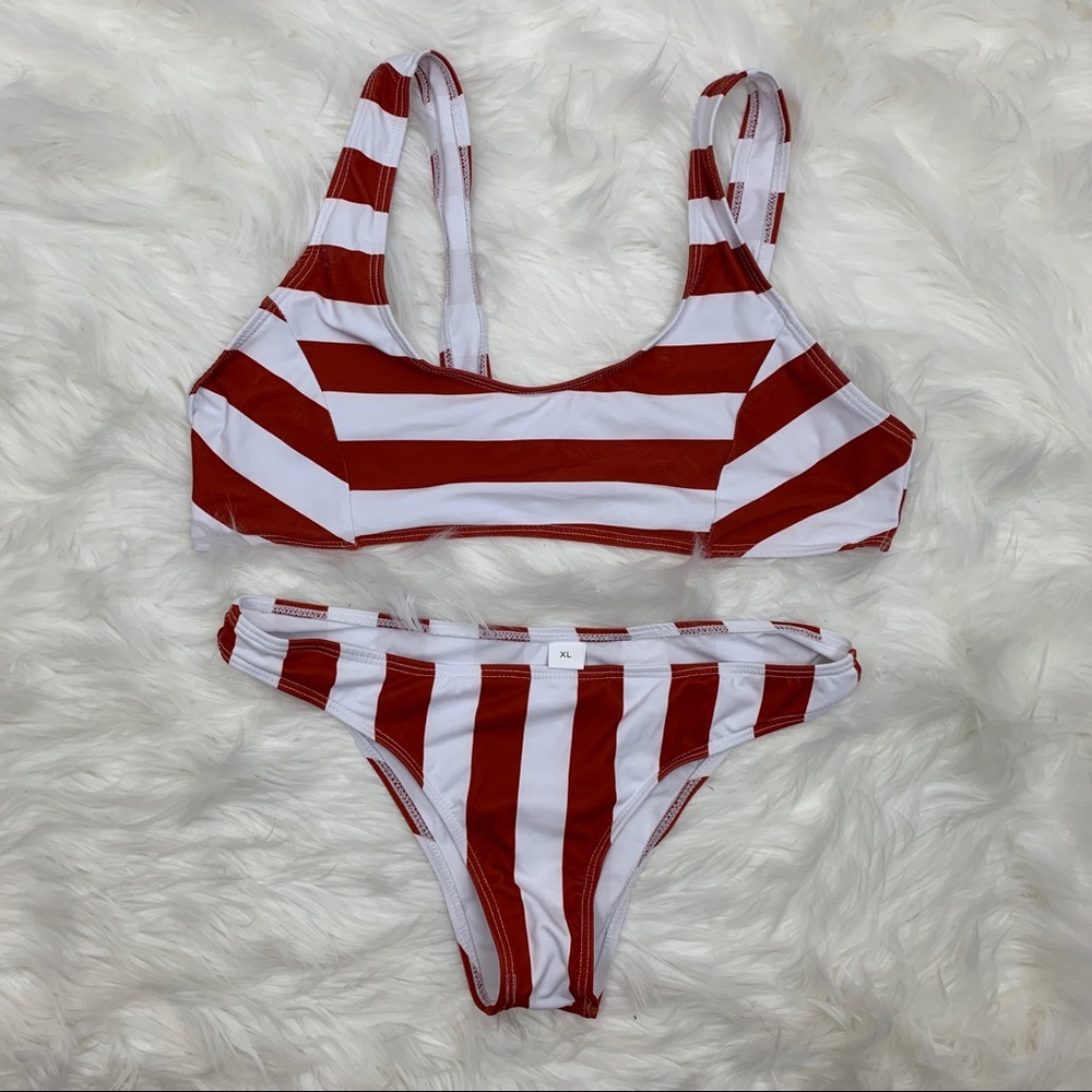 Red & White Striped Bikini